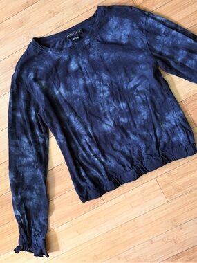 Sanctuary Tie Dye Long Sleeve Top | Navy / Indigo Blue Cotton Boho Lightweight